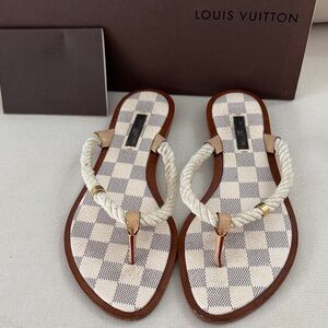 Louis Vuitton Cream Checkered Women's Sandals